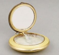 Guilloche Enamel Silver Compact Powder Case Pendant