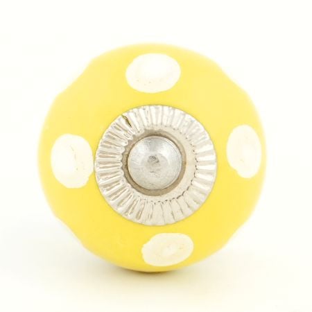 Yellow Dotted Small Ceramic Cabinet Knobs