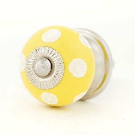 Yellow Dotted Small Ceramic Cabinet Knobs