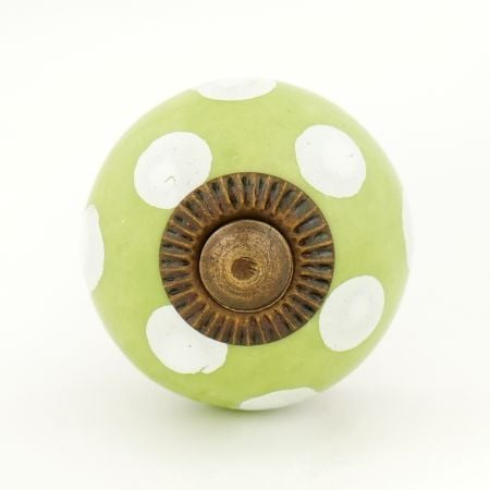 Pea Green Dotted Small Ceramic Drawer Knobs