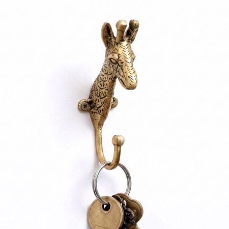 Solid Giraffe Animal Brass Hook