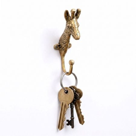 Solid Giraffe Animal Brass Hook