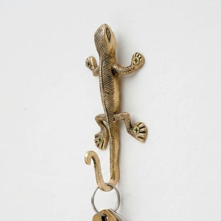 Golden Brass Lizard Wall Hook