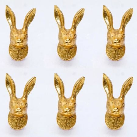 6 Pieces Golden Rabbit Metal Cabinet Knobs