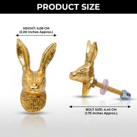 2 Pieces Golden Rabbit Metal Cabinet Knobs