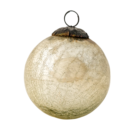 Silver Vintage Round Mercury Glass Christmas Ornament