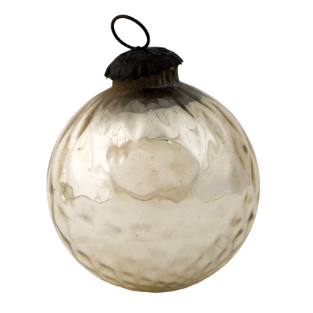 Silver Round Glass Hanging Ornament For Christmas Tree
