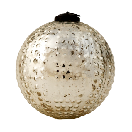 Silver Round Mercury Glass Hanging Ornament For Christmas Tree