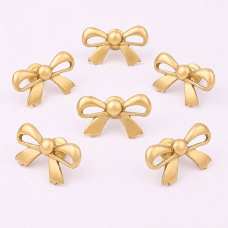 6 Pieces Brass Golden Bow Tie Living Room Cabinet Knobs