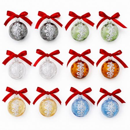 12 Pieces Handcrafted Multicolor Glass Christmas Ornament