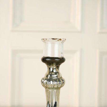 Vintage Silver Mercury Glass Taper Candle Holder