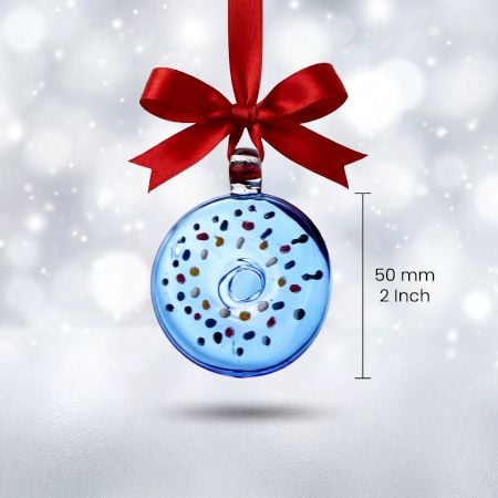 Handcrafted Multicolor Glass Donut Christmas Ornaments