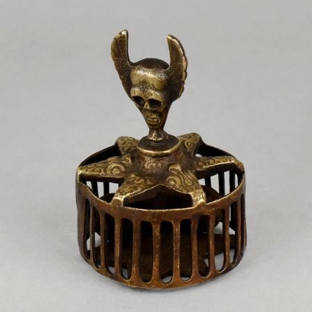 Vintage Brass Foot Scrubber with Skull Handle