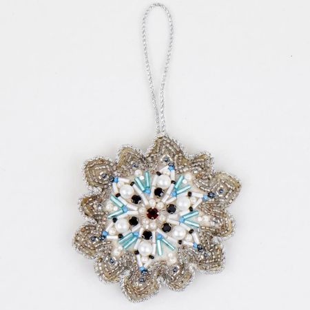 Decorative Handmade Beaded Snowflake Bag Charm