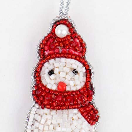 Handcrafted Beaded Snowman Bag Charm