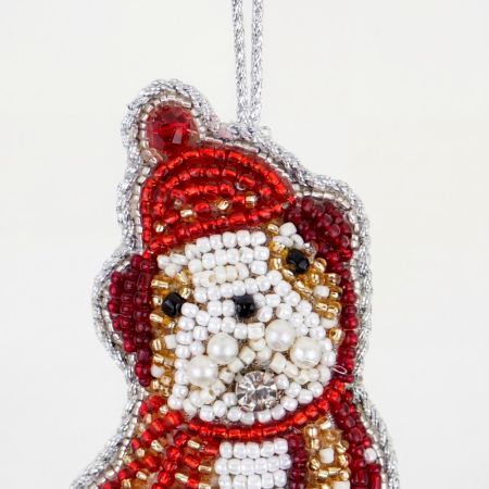 Decorative Handmade Bulldog with Santa Hat Bag Charm