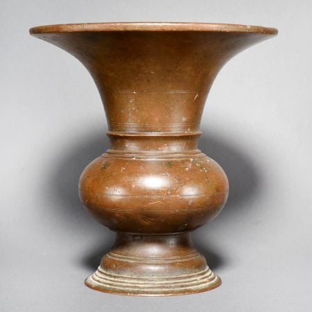 Vintage Handcrafted Brass Kolambi with Broad Flared Rim