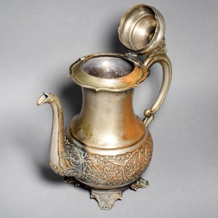 Vintage Handcrafted Copper Ornate Lidded Serving Ewer
