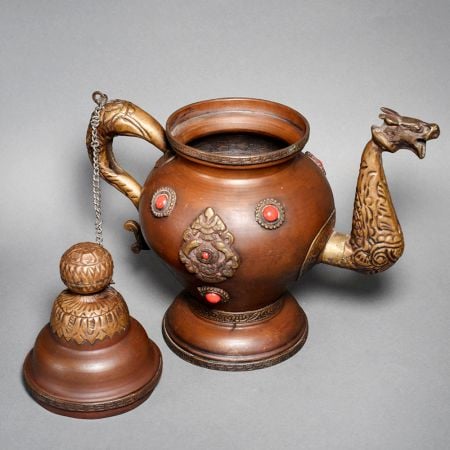 Vintage Handcrafted Copper Brass Decorative Ewer Vessel