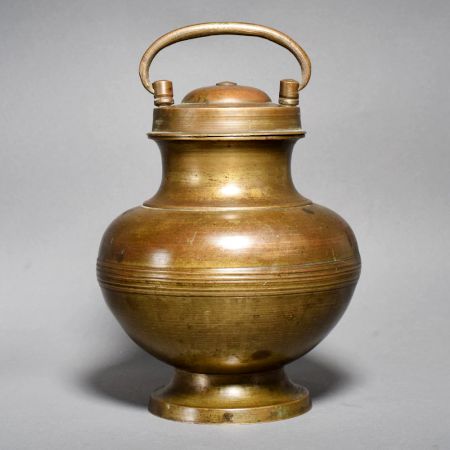 Vintage Handcrafted Brass Storage Pot with Hinged Lid