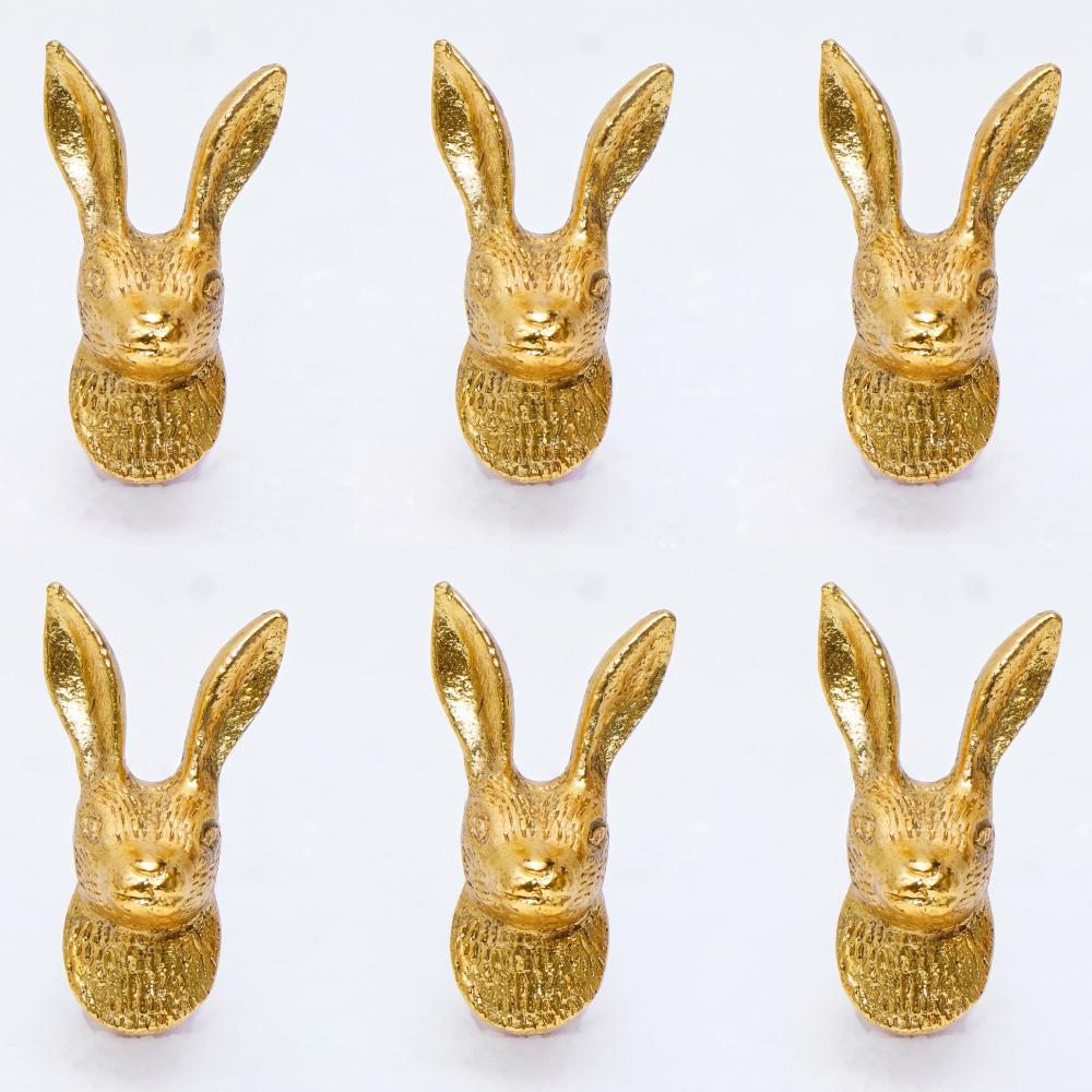 6 Pieces Golden Rabbit Metal Cabinet Knobs
