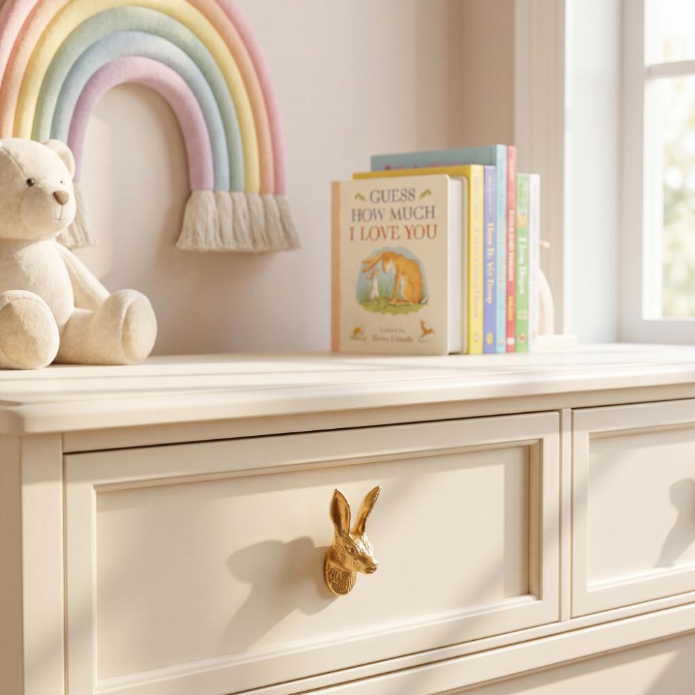6 Pieces Golden Rabbit Metal Cabinet Knobs