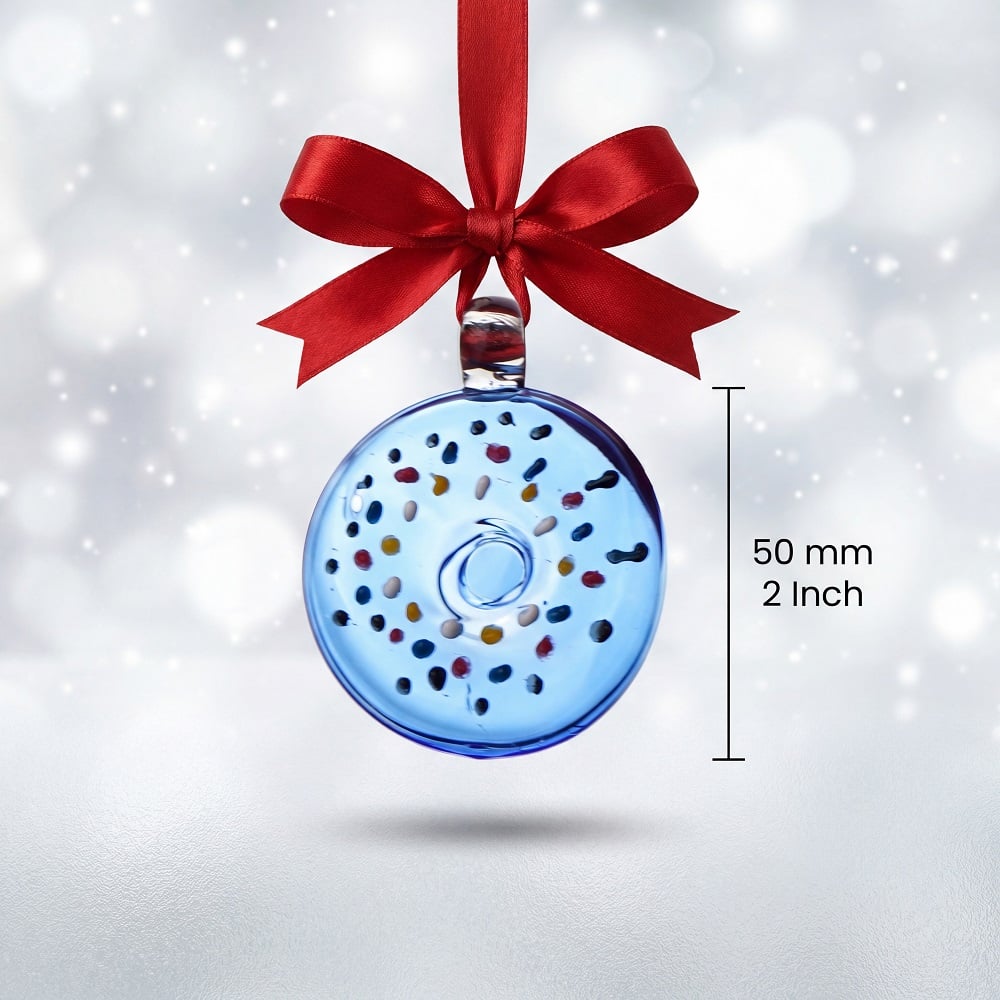 Handcrafted Multicolor Glass Donut Christmas Ornaments