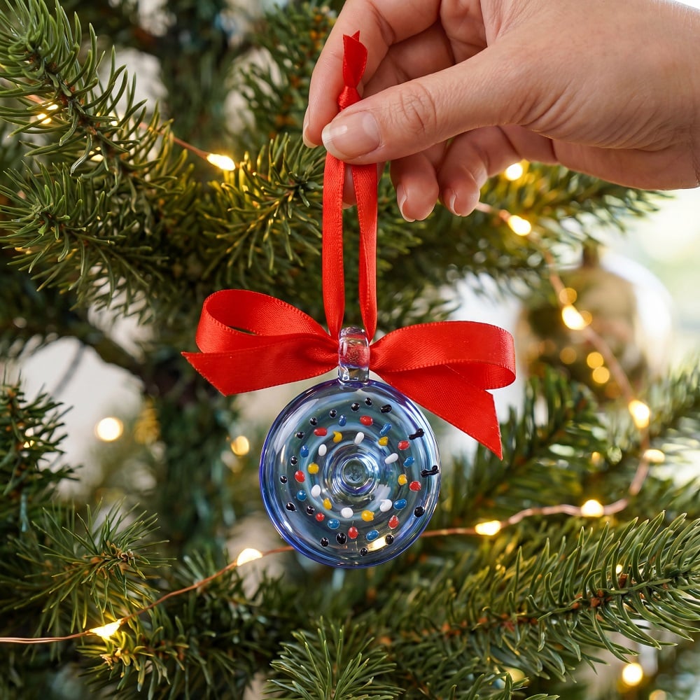 Handcrafted Multicolor Glass Donut Christmas Ornaments
