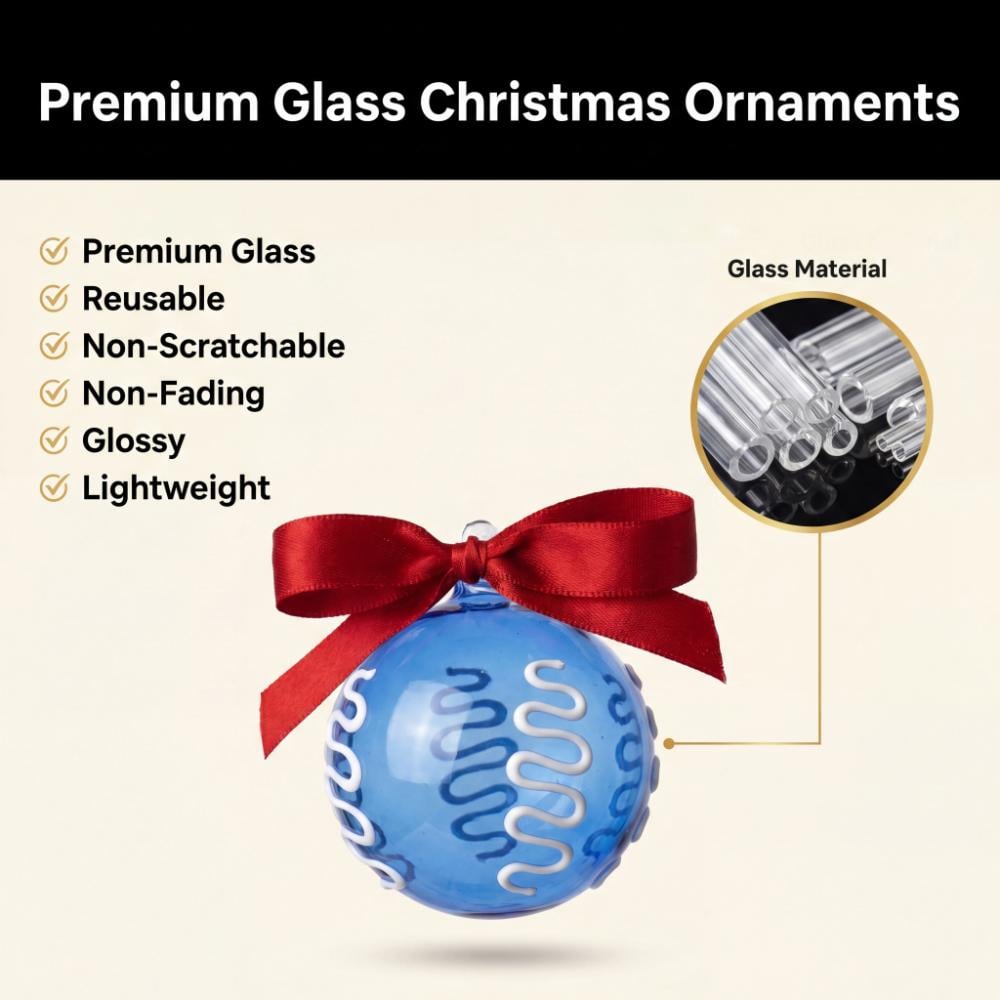 Multicolor Handcrafted Glass Christmas Ball Ornaments