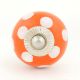 Orange White Polka Small Ceramic Cabinet Knob