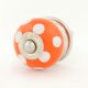 Orange White Polka Small Ceramic Cabinet Knob