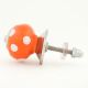 Orange White Polka Small Ceramic Cabinet Knob