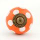 Orange White Polka Small Ceramic Cabinet Knob
