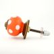 Orange White Polka Small Ceramic Cabinet Knob
