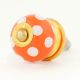 Orange White Polka Small Ceramic Cabinet Knob