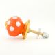 Orange White Polka Small Ceramic Cabinet Knob