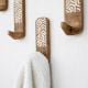 6 Pieces Brown And White Decorative Wooden Adhesive Wall Hooks