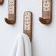 6 Pieces Wooden Handmade Brown And White Adhesive Wall Hooks