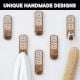 6 Pieces Wooden Handmade Brown And White Adhesive Wall Hooks