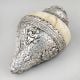 Vintage Silver Wrapped Conch Shell with Floral Engraving