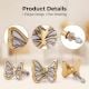 6 Pieces Mother of Pearl and Brass Butterfly Kitchen Cabinet Knob