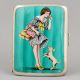 W&Co Ltd Sterling Silver Enamel Lady and Dog Cigarette Case