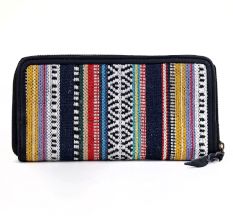 Boho Striped Zip Around Wallet with Card Slots & Coin Pocket