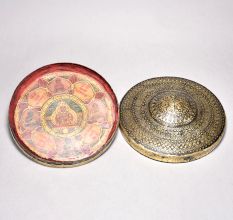 Handcrafted Brass Jain Gattaji Travel Box with Siddhachakra Mandala
