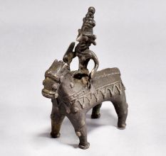 Vintage Brass Folk Art Horse and Rider Statue for Decor