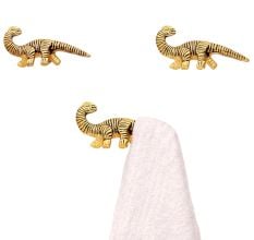 3 Pieces Dinosaur Aluminium Golden Heavy Duty Wall Hook