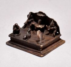 Vintage Finish Lord Shiva Brass Temple for Prayer Room