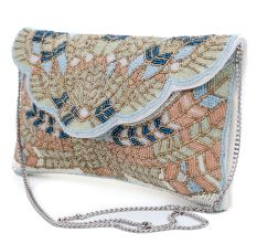 Handmade Pastel Beaded Clutch Bag with Art Deco Design