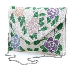 Handcrafted Elegant Floral Beaded Clutch Handbag