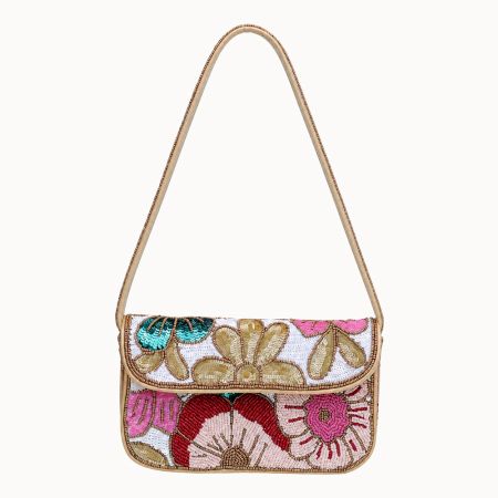 Luxury Colorful Floral Beaded Handbag Designer Women Shoulder Bag
